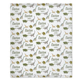 Personalized Swaddle Blanket, Dinosaur Theme, Baby Shower Gift, Newborn Boy Swaddle, Custom Swaddle Blanket